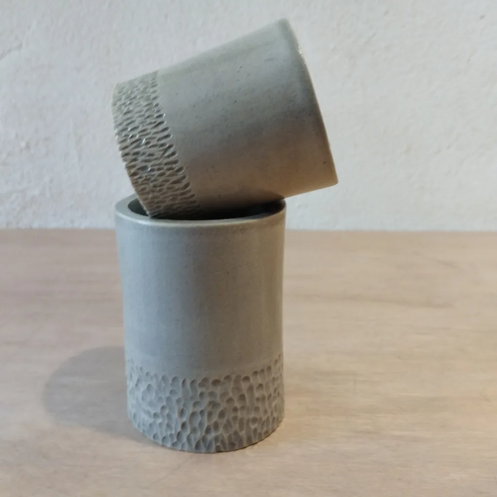 Duo de tasses - Grès texturé émaillé